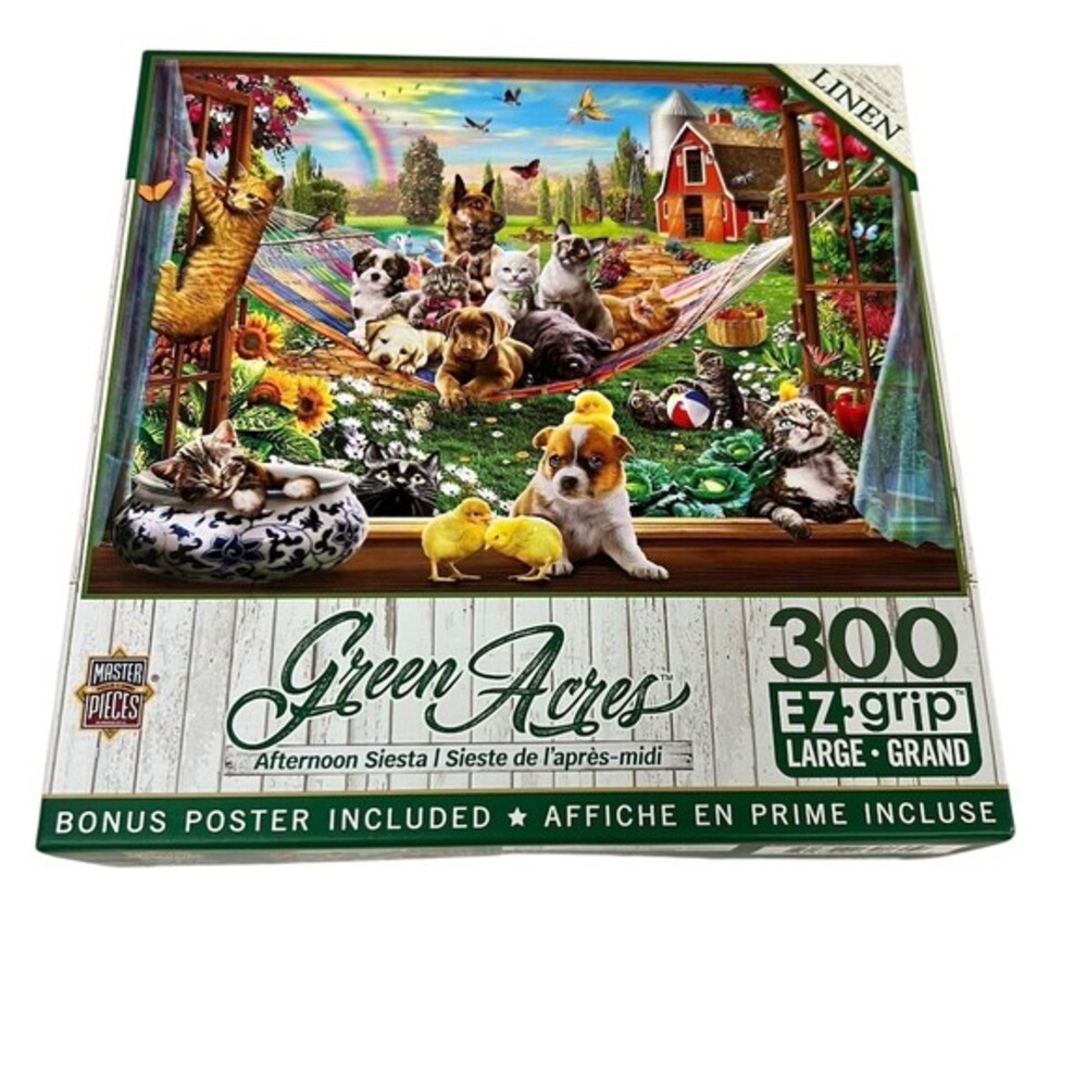 MasterPieces Green Acres Afternoon Siesta 300 Piece Farm Animals EZ-Grip Jigsaw